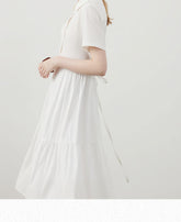 Circlofy women's shirt dress summer new sense of atmosphere laced mid-length dress irregular design skirt